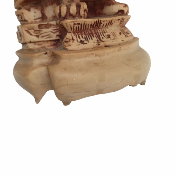 Vintage ASIAN ROYALTY Carved FIGURINES ETCHED SITTING ON SERPENT THRONES 9 1/4” - Picture 12 of 15